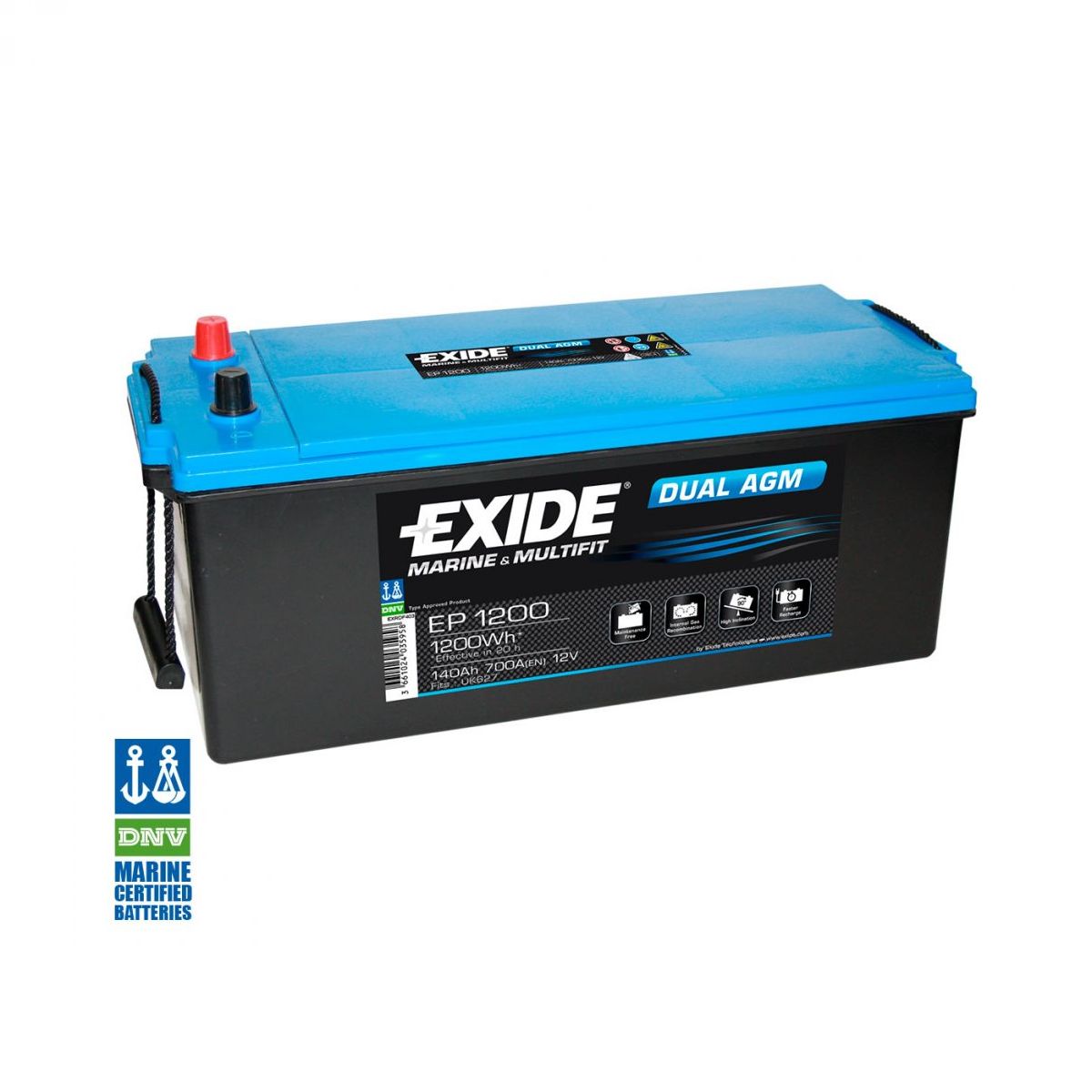 Akumulator EXIDE EP1200 Dual AGM 12V 140Ah