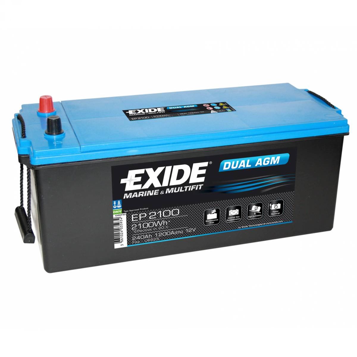 Akumulator EXIDE EP2100 Dual AGM 12V 240Ah