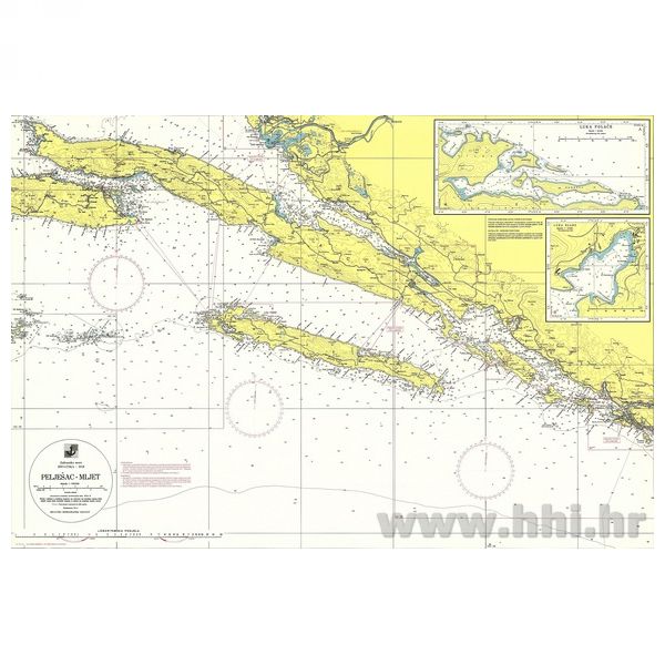 južni jadran karta Karta pomorska 100 27 obalna Pelješac – Mljet (Polače, Slano  južni jadran karta