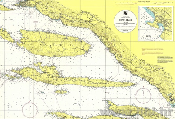 južni jadran karta Karta pomorska 100 26 obalna Brač – Hvar (Makarska) | Obalna  južni jadran karta