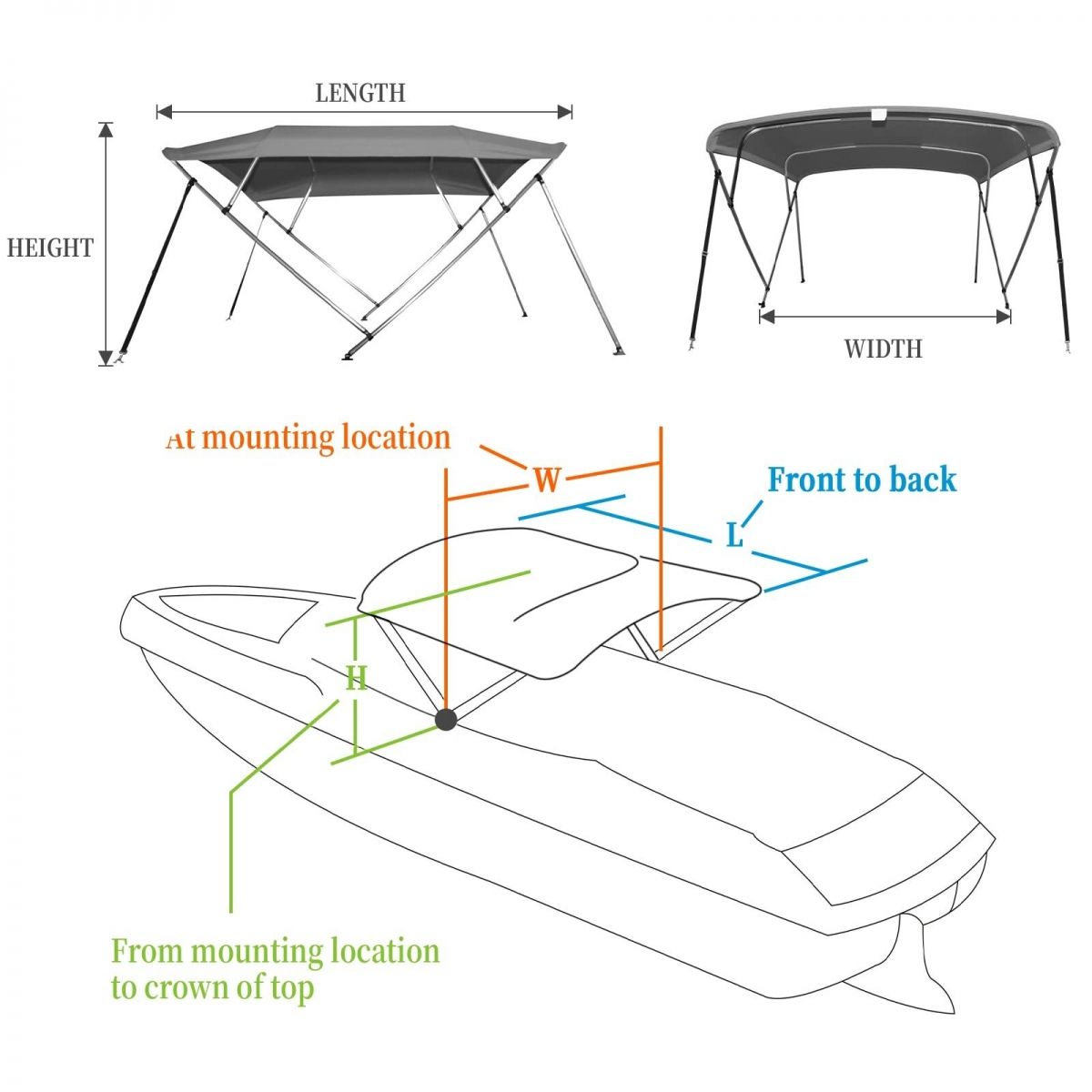 BIMINI tenda sa 3 luka 185x180x140cm plava 4690952