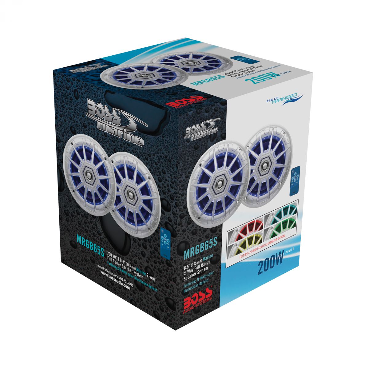 Boss Marine MRGB65S zvučnici 6,5 inch 200W par LED srebrni