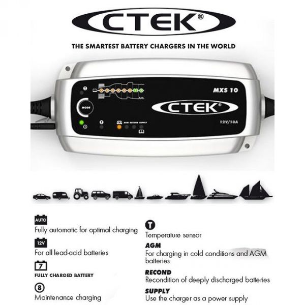 CTEK MXS 10.0 punjač akumulatora za 12V WET AGM GEL