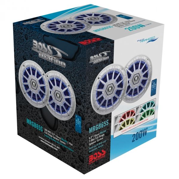 Boss Marine MRGB65S zvučnici 6,5 inch 200W par LED srebrni