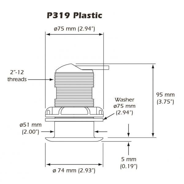 Airmar P319 sonda kroz trup 50/200 kHz plastična