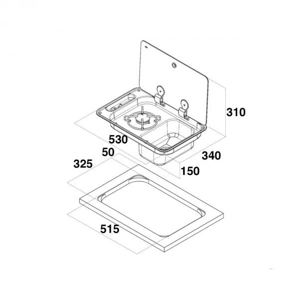 CAN FL1323 ugradbeno kuhalo sa sudoperom i poklopcem