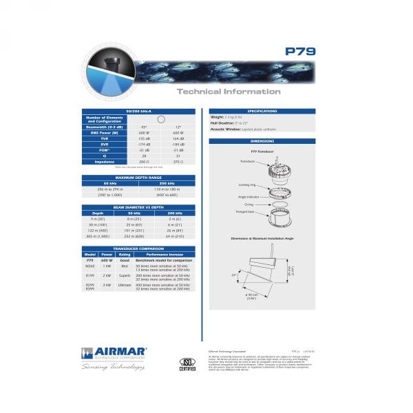 Airmar P79 XSONIC Traditional/CW in-hull sonda plastična